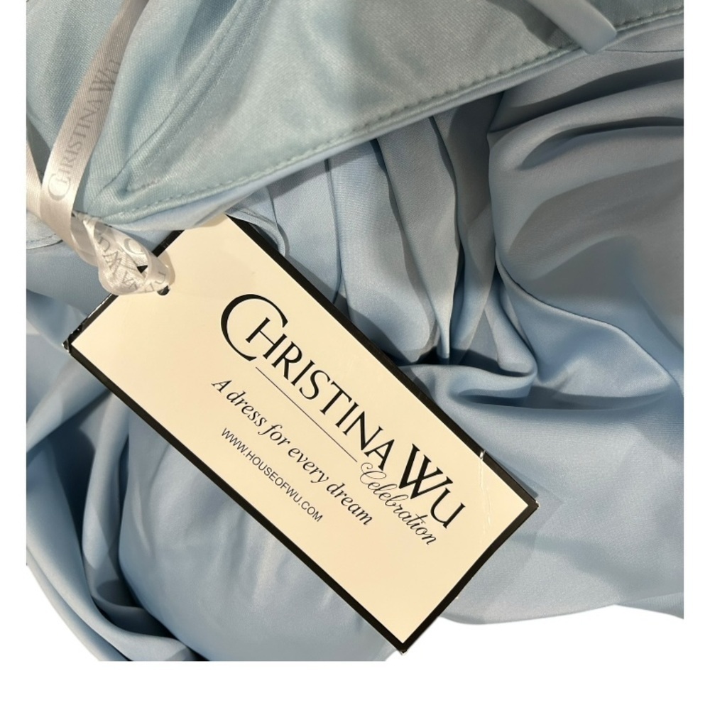Christina Wu Chambray Matte Charmeuse A-Line Evening Bridesmaid Dress Sz 12 NWT - Picture 8 of 9